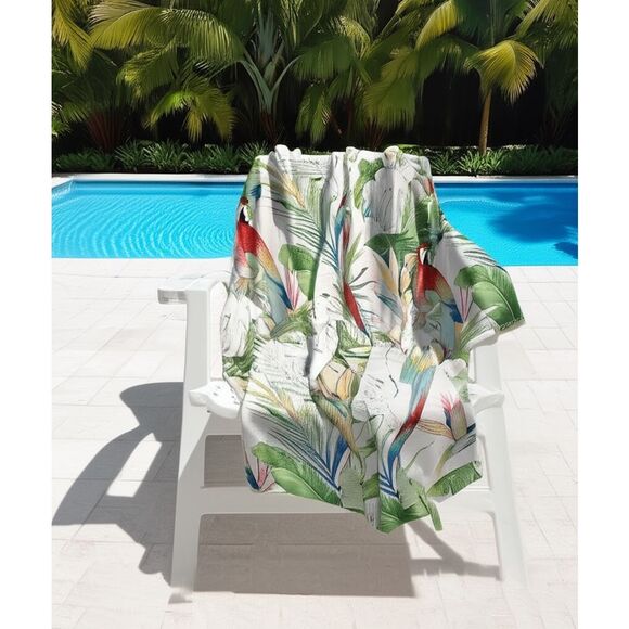 Caro Parrot Paradise Beach Blanket Reversible 60x60, Tropical & Bold